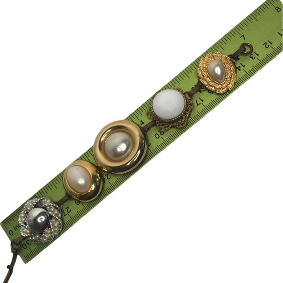 Vintage Earring Bracelet Five Links Antique Brass Base - Picture 5 of 6